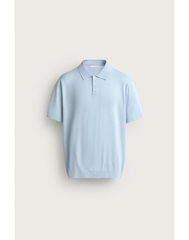 자라 레귤러핏 반팔 니트 폴로셔츠 2142/304/403 SKY BLUE