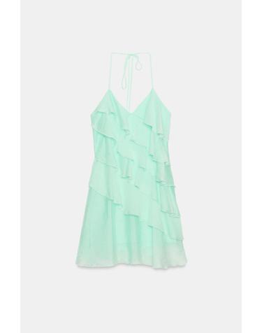 자라 러플 브이넥 스트랩 미니 원피스 3293/160/551 LIGHT MINT GREEN