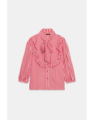 자라 스트라이프 리본넥 긴팔 셔츠 2298/152/061 WHITE / RED