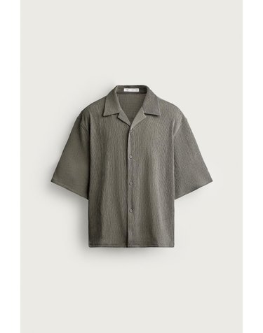 자라 릴렉스핏 텍스처 볼링칼라 반팔 셔츠 7380/360/506 LIGHT KHAKI