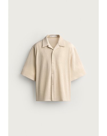 자라 릴렉스핏 텍스처 볼링카라 반팔 셔츠 7380/360/720 BEIGE MARL