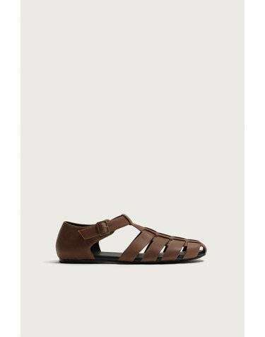 자라 레더 케이지 스트랩 플랫 샌들 2760/820/700 BROWN