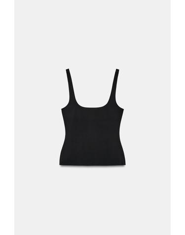 자라 폴리아미드 스트랩 민소매 탑 1058/451/800 BLACK
