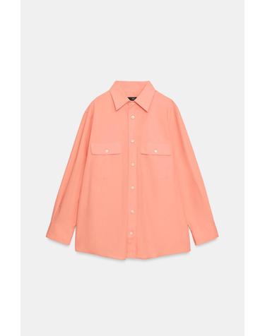 자라 코튼 포플린 패치 포켓 긴팔 셔츠 1327/900/666 PEACH