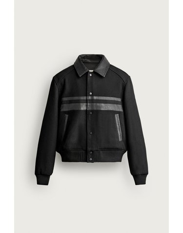 자라 크롭 스냅버튼 레더 콤비 자켓 3918/888/800 BLACK