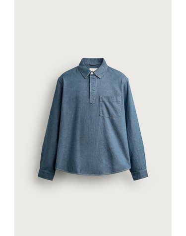 자라 릴렉스핏 워시드 데님 폴로셔츠 6987/419/400 BLUE