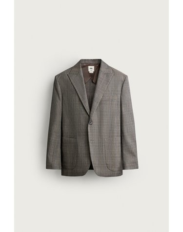 자라 100% 울 체크 릴렉스핏 블레이저 1564/656/700 BROWN