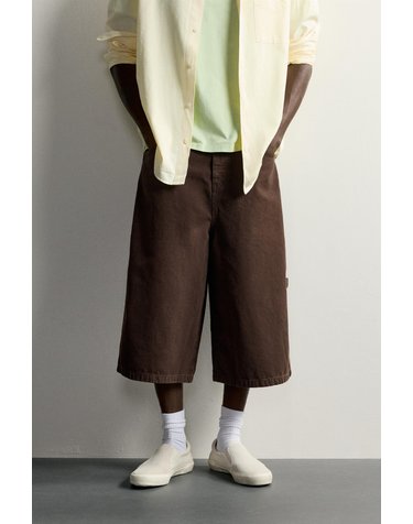 자라 루즈핏 카펜터 데님 버뮤다 팬츠 5862/322/700 BROWN