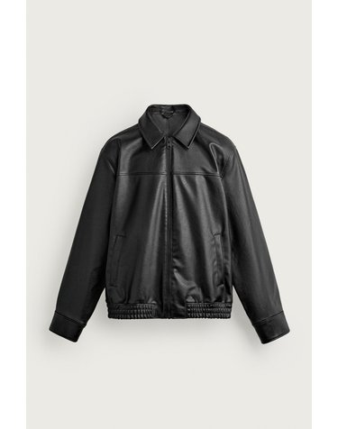자라 릴렉스핏 레더 이펙트 집업 자켓 4027/800/800 BLACK