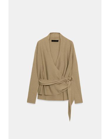 자라 랩 브이넥 니트 가디건 2756/037/737 BROWN / TAUPE