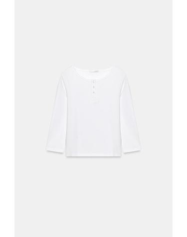 자라 슬림핏 헨리넥 래글런 긴팔 티셔츠 3641/808/250 WHITE