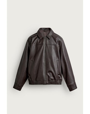 자라 릴렉스핏 레더 이펙트 집업 자켓 4027/800/753 CHOCOLATE BROWN