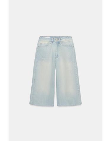 자라 미드라이즈 데님 버뮤다 팬츠 5575/107/441 LIGHT BLUE
