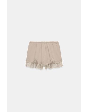 자라 자수 레이스 헴 코튼 반바지 4813/823/737 BROWN / TAUPE