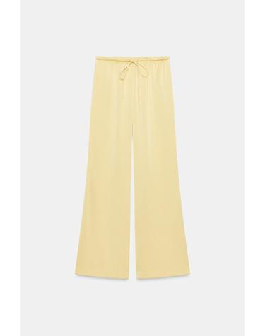 자라 새틴 드로스트링 와이드 팬츠 1255/480/300 YELLOW
