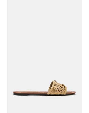자라 아플리케 플랫 슬라이드 샌들 2620/810/107 SAND BROWN