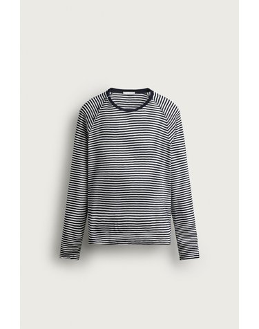 자라 스트라이프 버튼 라운드넥 긴팔 티셔츠 4805/328/043 NAVY / WHITE
