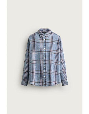 자라 체크 릴렉스핏 긴팔 데님 셔츠 6987/352/406 LIGHT BLUE