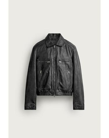 자라 크롭핏 워시드 레더 자켓 5388/888/800 BLACK