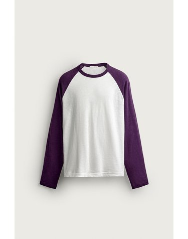 자라 컬러블록 레귤러핏 라글란 긴팔 티셔츠 0722/631/628 VIOLET