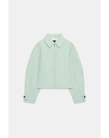자라 텍스처 크롭 집업 자켓 2978/134/069 ECRU / GREEN