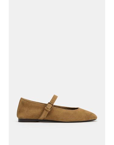 자라 스웨이드 스트랩 발레리나 플랫 3579/810/709 DARK TAN