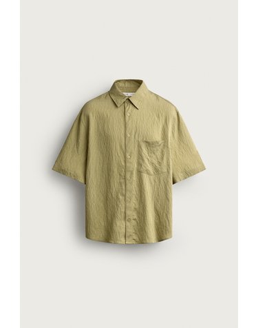 자라 박시핏 자카드 스트라이프 반팔 셔츠 3772/304/300 YELLOW