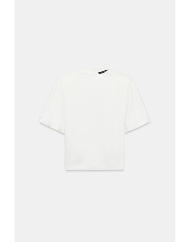 자라 새틴 숄더패드 오픈백 반팔 탑 7836/071/251 OYSTER-WHITE