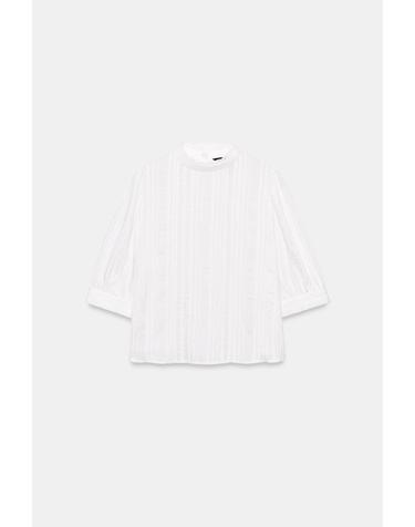 자라 로맨틱 레이스 하이넥 블라우스 8741/237/250 WHITE