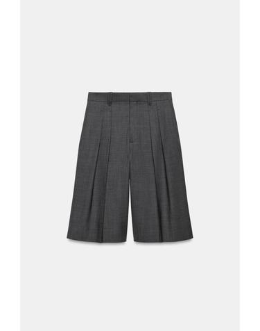 자라 울 혼방 플리츠 버뮤다 팬츠 2003/806/803 GREY MARL