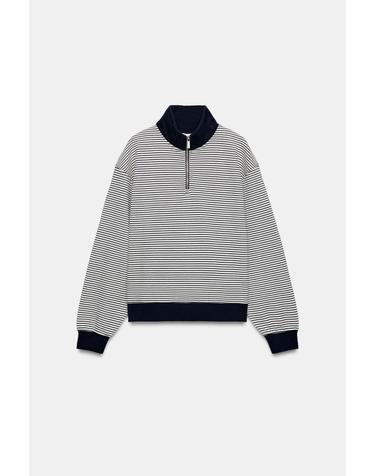 자라 스트라이프 지퍼넥 스웨트셔츠 6145/102/422 DARK NAVY