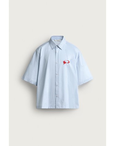 자라 박시핏 그래픽 프린트 반팔 셔츠 1195/360/400 BLUE