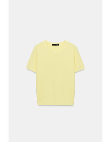 자라 플레인 라운드넥 반팔 니트 탑 9598/150/306 LIGHT YELLOW