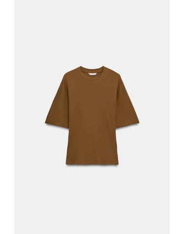 자라 슬림핏 수피마 코튼 반팔 티셔츠 3431/640/745 TOFFEE