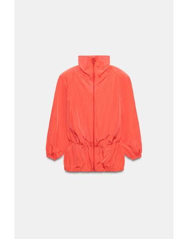 자라 나일론 집업 하이넥 미니 원피스 7831/156/617 NEON ORANGE