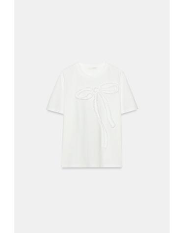 자라 리본 디테일 라운드넥 반팔 티셔츠 4805/121/251 OYSTER-WHITE