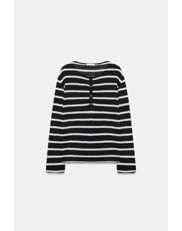 자라 스트라이프 헨리넥 긴팔 티셔츠 1165/750/044 BLUE/WHITE