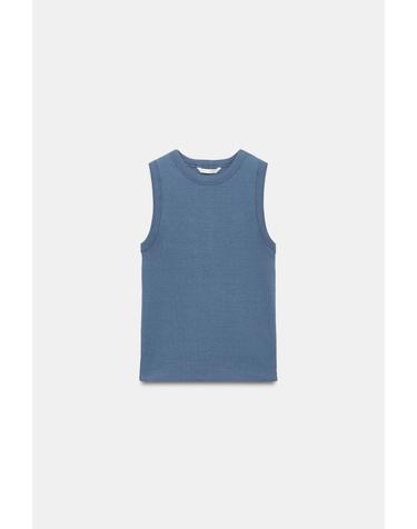 자라 골지 라운드넥 민소매 탑 4424/300/420 BLUISH