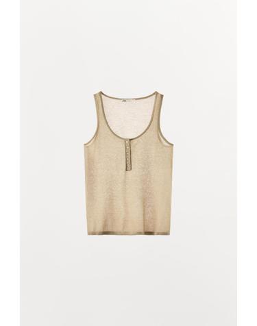 자라 니트 헨리넥 민소매 탑 8779/714/737 BROWN / TAUPE