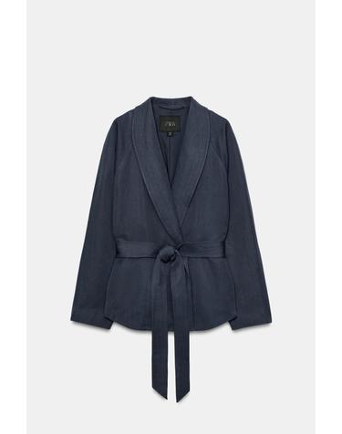 자라 린넨 혼방 벨트 블레이저 3736/249/401 NAVY BLUE