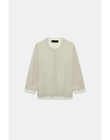 자라 콤비 라운드넥 니트 가디건 2893/013/804 PEARL GREY