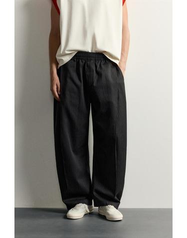 자라 스트라이프 벌룬핏 플리츠 팬츠 1437/308/104 STRIPED