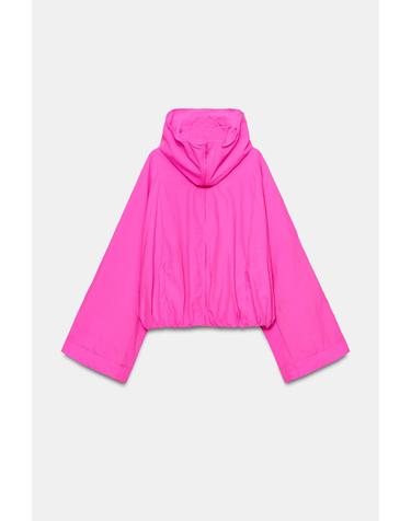 자라 하이넥 크롭 나일론 자켓 5063/716/460 NEON PINK