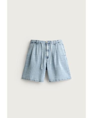자라 소프트 릴렉스핏 코튼 플리츠 반바지 7446/395/406 LIGHT BLUE