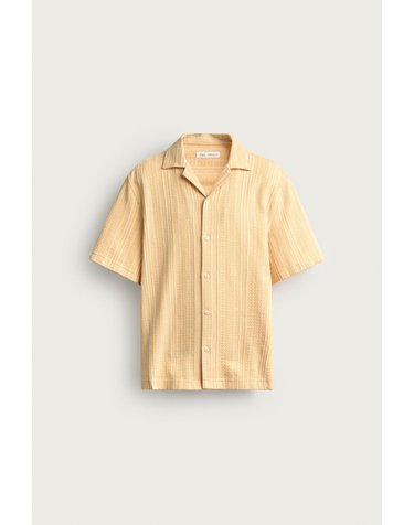 자라 레귤러핏 스트라이프 자카드 반팔 셔츠 4187/352/615 ORANGE