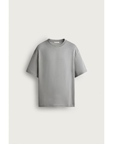 자라 릴렉스핏 인터록 라운드넥 반팔 티셔츠 5584/471/809 MID-GREY