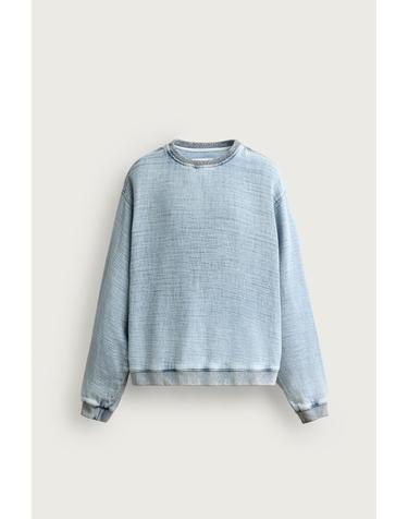 자라 소프트 워시드 텍스처 스웨트셔츠 7446/396/406 LIGHT BLUE