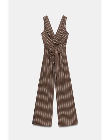 자라 스트라이프 벨트 민소매 점프수트 7845/520/049 BROWN-BLUE
