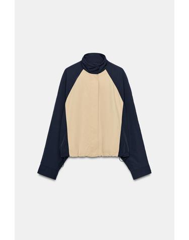 자라 하이넥 드로스트링 나일론 자켓 5063/709/091 BEIGE / NAVY