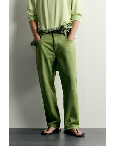 자라 워시드 스트레이트핏 데님 팬츠 0840/364/500 GREEN